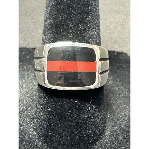 Unbranded Jewelry - New Condition Sterling Silver Onyx Jasper Ring Size 6.50